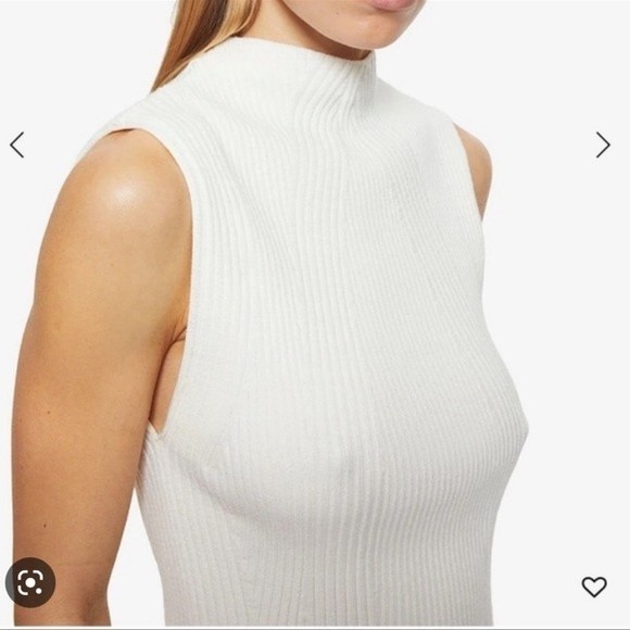 Anine Bing Tops - Anine Bing Opal ribbed mockneck sleeveless top Sz S- Ivory